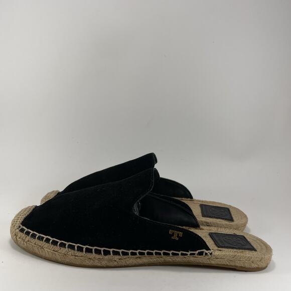 Tory Burch Max Suede Espadrille Mules Womens Size 10 Black Suede Slip On - Picture 3 of 10
